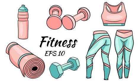 Premium Vector | Vector fitness set. clothes, dumbbells and a mat for sports and yoga. isolated illustration for design and typography. Yoga Mat Illustration, Dumbbell Illustration, Gym Art, Set Clothes, Vector Photo, Yoga Mat, Typography Design, Premium Vector, Graphic Resources