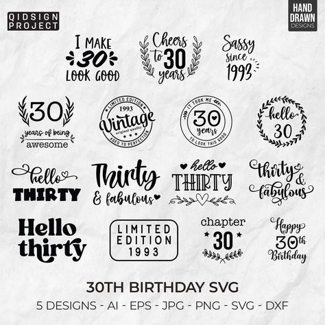 Hello Thirty, Thirty Birthday, 31st Birthday, Blog Backgrounds, Ribbon Banner, Electric House, 30th Birthday Parties, Birthday Svg, Doodle Designs