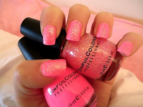 Sinful Colors Nail Polish, Sparkle Nail Polish, Nicole Williams, Nails Toes, Pink Glitter Nails, Sinful Colors, Bright Nails, Sparkle Nails, Pink Nail