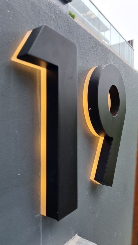 Exterior Signage Design, House Signage, Landed House, Number Signage, Business Signs Outdoor, Led House Numbers, Ux Design Process, Wayfinding Signage Design, Donor Wall