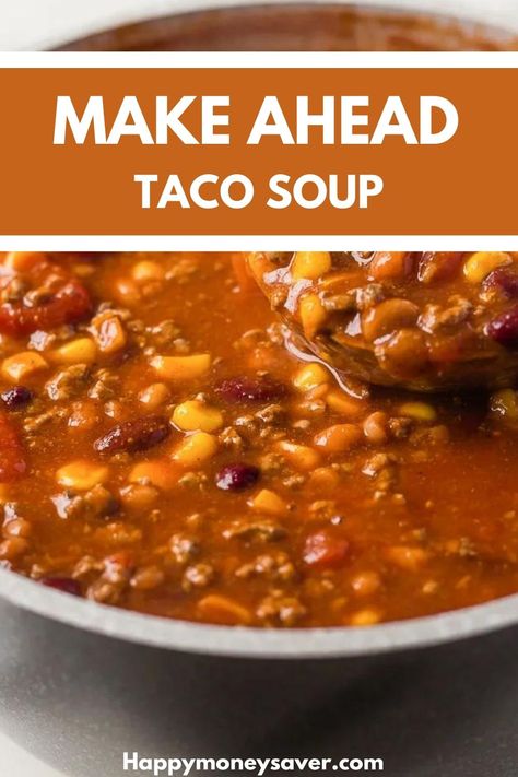 With just a few simple steps, you can have a warm and comforting bowl of easy taco soup ready to go in no time. Plus, this recipe is so easy that even beginner cooks can master it. Get the recipe now! Taco Soup No Beans, Seven Can Taco Soup, Can Taco Soup Recipe, 8 Can Taco Soup Recipe, Easy 7 Can Taco Soup, Fast Freezer Meals, 7 Can Taco Soup Ground Beef, Taco Soup Recipe Easy, Instant Pot Freezer Meals