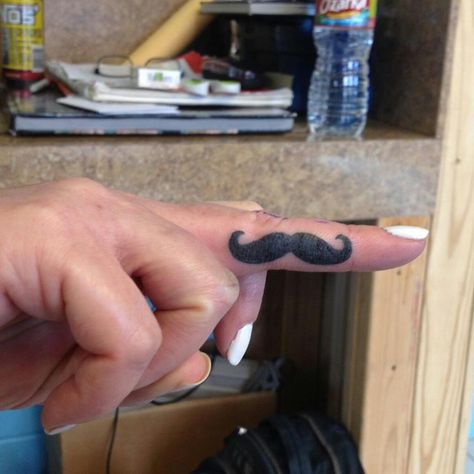 Finger mustache! Mustash Tattoo Finger, Mustache Finger Tattoo, Mustache Tattoo On Finger, French Mustache, Finger Tats, Finger Tattoo, Finger Tattoos, Tattoos And Piercings, I Tattoo