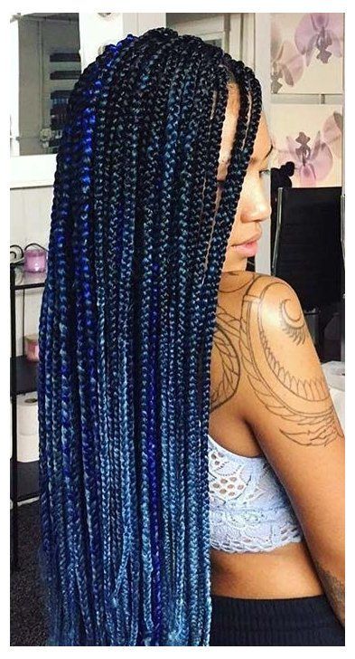 Crochet Box Braids Hairstyles, Small Box Braids Hairstyles, Blue Box Braids, Blue Braids, Braids Hairstyles For Black Women, Ombre Braids, Ombre Box Braids, Cabello Afro Natural, Small Box Braids