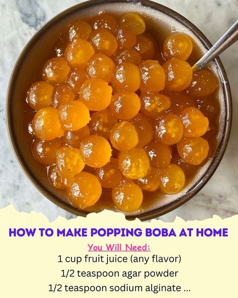 How To Make Popping Boba At Home, Boba Recipe, Secret Recipe, Fruit Juice, Juice, Mango, Fruit