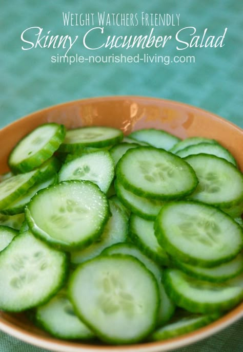 Weight Watchers Cucumber Salad Recipe, Hungry Girl recipe, easy, healthy, delicious, low calorie, low fat, 36 calories, 0 Points Plus, Simply Filling Weight Watchers Salad, Ww Salads, Japanese Diet, Hungry Girl Recipes, Cucumber Salad Recipe, Weight Watchers Smart Points, Points Plus, Cucumber Recipes Salad, Hungry Girl