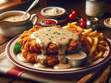 Experience True Texas Taste with Homemade Chicken Fried Steak! - NewsBreak Homemade Chicken Fried Steak, Beef Cubed Steak, Cream Gravy, Country Fried Steak, Simple Diet, Gravy Ingredients, Country Fried, Easy Peasy Recipes, Tender Steak