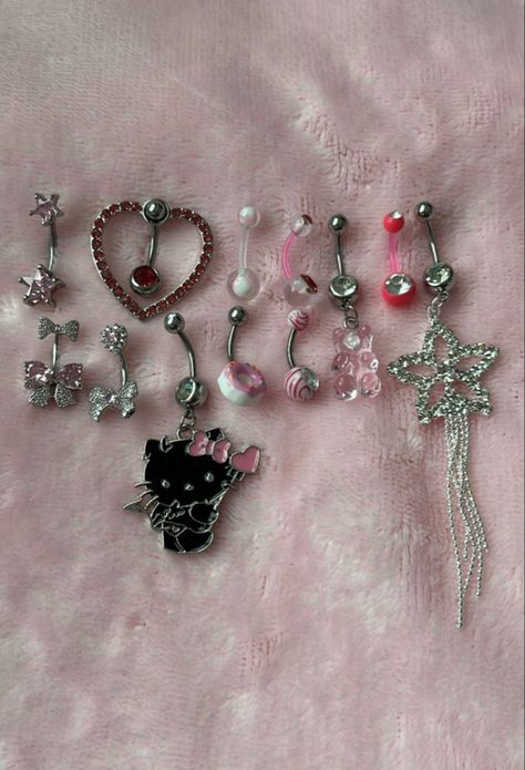 Double Navel Piercing Jewelry, Belly Pericing Y2k, Belly Bar Aesthetic, Cute Belly Button Jewelry, Cute Piercing Jewelry, Emo Belly Button Piercing, Piercing Your Own Ear, Belly Jewelry Piercings, Cool Belly Button Piercings