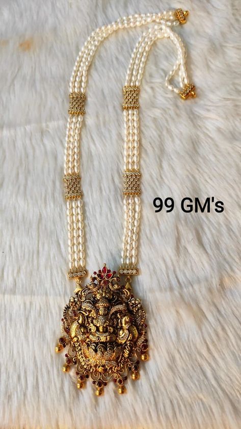 Gold Mutyala Haram Designs, Mutyala Haram Designs, Muthina Hara, Moti Jewellery, Pearl Haram, Victorian Jewelry Necklace, Nakshi Jewellery, Gold Necklace Price, Haram Designs