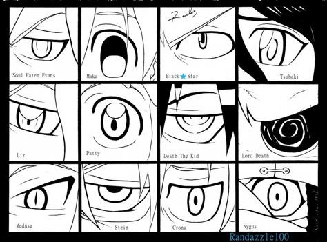 Soul Eater Eyes by Randazzle100.deviantart.com on @DeviantArt Soul Eater Drawing Style, Soul Eater Fullmetal Alchemist, Souleater Art Style, How To Draw Soul Eater Style, Soul Eater Characters Names, Soul Eater Eyes, Soul Eater Reference, Soul Eater Style, Soul Eater Oc