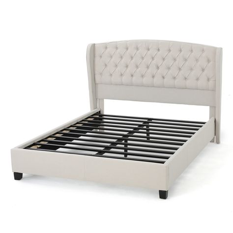 Upholstered Queen Bed, King Platform Bed Frame, King Size Platform Bed, Grey Bed Frame, Queen Upholstered Bed, King Platform Bed, Wingback Headboard, Bed Lights, Fabric Bed