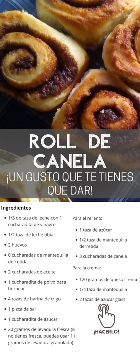 Recetas de roll de canela que te van a dar una alegría enorme ¡Son un postre delicioso y también te los recomendamos para desayuno y merienda!    Son muy parecidos a los que hace una famosa cafetería estadounidense con locales en muchos paises.    Son ideales para compartir con quienes más quieras y disfrutar de una receta bien elaborada en la comodidad de tu hogar.    Altamente recomendados ¡Vengan a verlos! Cooking For Beginners, Cinnamon Rolls Homemade, Bakery Desserts, Pastry And Bakery, Cinnamon Roll, Kitchen Recipes, No Bake Desserts, Cinnamon Rolls, Cake Desserts