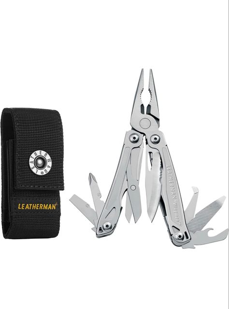 Every dad needa one of these in the house or their belt. Better than a pocket knife and such a handy multi-purpose tool. The Leatherman Wingman is just that: your go-to tool for projects around the house, on the job, or at the campsite. A great, lightweight, pocket-sized, stainless steel tool; the Wingman features an outside-accessible, one-hand opening blade and newly designed spring-action jaws. Multitool Knife, Leatherman Multitool, Leatherman Tool, Can Openers, Survival Camping, 18th Birthday Gifts, Survival Kit, Birthday Gift Ideas, Pliers