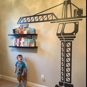 Construction Theme Bedroom, Boys Construction Room, Truck Bedroom, Construction Bedroom, Toddler Boy Room Decor, Toddler Boys Room, Wall Decals For Bedroom, Construction Theme, Toddler Rooms