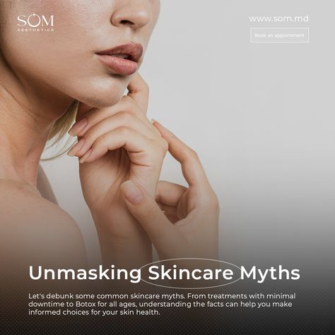 Let's debunk some common skincare myths. From treatments with minimal downtime to Botox for all ages, understanding the facts can help you make informed choices for your skin health. Embrace the journey to a healthier, more radiant complexion.

#SkincareMyths #HealthySkin #RadiantBeauty #SOMAesthetics Skincare Myths, Skin Care Myths, Embrace The Journey, Skin Health, The Journey, Healthy Skin, Your Skin, Let It Be, Canning