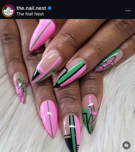 Green Nails Spring 2024, Pink And Green Nails Design, Easy Cute Nail Art, Nude Nail Art, Fly Nails, Spring Nails 2023, Mail Designs, Splatter Nails, Nail 2024