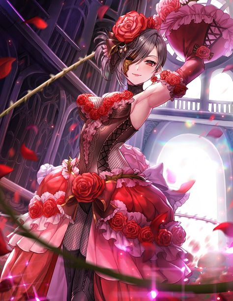 ArtStation - Rose Witch, SUMI PARK Rose Queen, Anime Witch, Anime Black Hair, Rose Girl, Witch Art, Gorgeous Art, Cool Artwork, Ritual, Cute Art