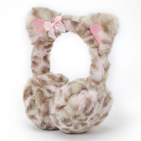 Cat Earmuffs, Fluffy Earmuffs, Leopard Ears, Leopard Cat, Pink Snow, Gyaru Fashion, Barbie Party, Fashionable Jewelry, Head Accessories