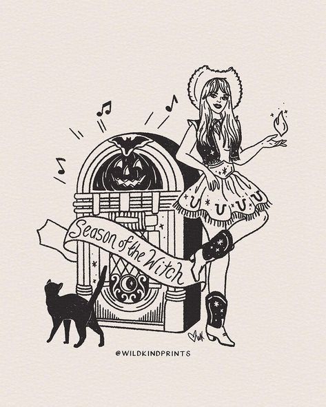 Courtney (@wildkindprints) • Instagram photos and videos Art For Bathroom, Cowgirl Vintage, Cowgirl Halloween, Vertical Wall Art, Vintage Cowgirl, Halloween Illustration, Halloween Poster, Season Of The Witch, Fall Halloween Decor