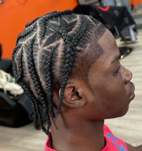 Dyed Cornrows, Cornrow Hairstyles For Men Design, Zigzag Part Cornrows Men, Men Zig Zag Cornrows, Cornrows Aesthetic Men, Cornrows With Heart Men, Corn Rows Man, Mens Cornrows, Cornrows Men