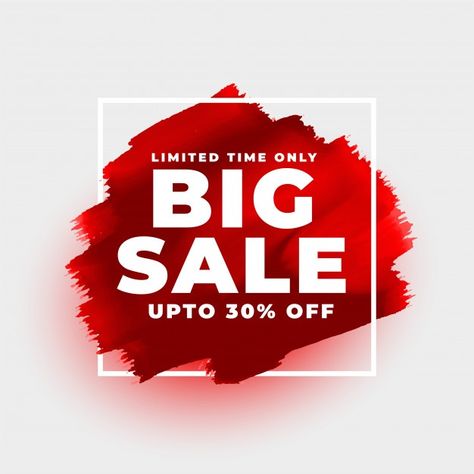 Big sale red watercolor style background... | Free Vector #Freepik #freevector #banner #sale #shopping #voucher Furniture Sale Poster, Big Sales Banner, Black Friday Banner, Happy New Year Banner, Sale Logo, Banner Design Inspiration, Promotional Banners, New Year Banner, Discount Banner