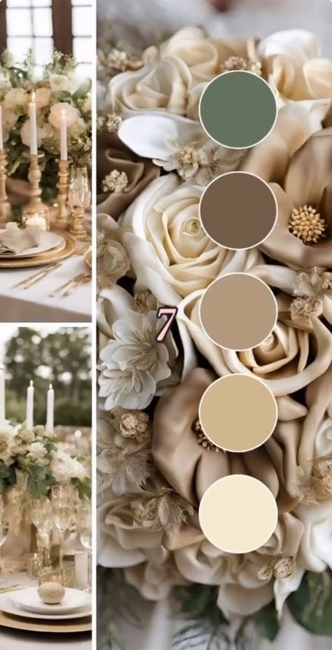 Nuetral Pallete Bridal Party, Wedding Color Schemes Brown, Wedding Pallet Ideas Colour Schemes, Earthy Wedding Theme, Neutral Wedding Party, Taupe Wedding Colors, May Wedding Colors, Neutral Wedding Palette, Brown Wedding Themes