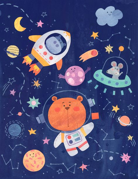 Collage Art--- To infinity and beyond on Behance Spaceship Illustration, Academy Of Art University, Illustration Editorial, Design Collage, Space Animals, School Illustration, Crown For Kids, Art University, Star Illustration