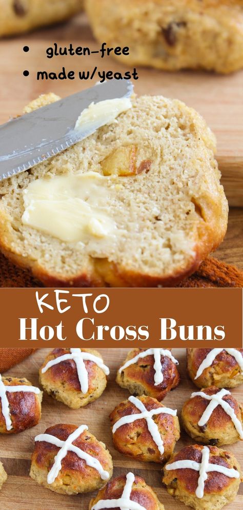 Bun Recipes, Recipes For Easter, Keto Buns, Best Keto Recipes, Hot Cross Buns Recipe, Healthy Bread Recipes, Low Carb Flour, Low Carb Muffins, Gluten Free Egg Free