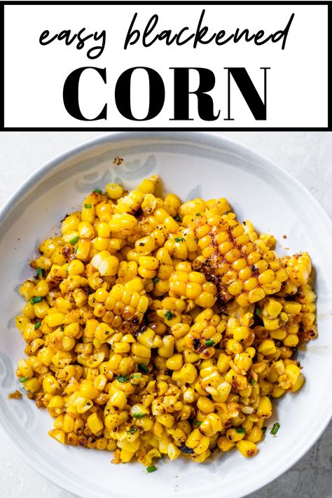 Easy Blackened Corn is a simple summer side dish the whole family will love! Corn on the cob is seasoned with spices, then cooked in butter until it's charred and lightly blackened for optimal flavor. Seasoned Corn On The Cob, Blackened Corn Recipe, Blackened Corn, Corn Recipes Cob, Vegetarian Recipes For Beginners, Seasoned Corn, Summer Side Dish, Delicious Gluten Free Recipes, Summer Side Dishes