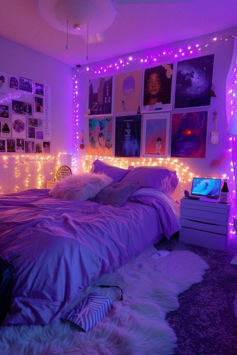 Room For Girls Aesthetic, Room Ideas Bedroom Purple, Room Making Ideas, Aestethic Room Girl, Asthetic Rooms Girl, Bed Room For Girl Room, Room Pictures Aesthetic, Room Ideas For Teens Girls Bedrooms, Huge Rooms Bedrooms