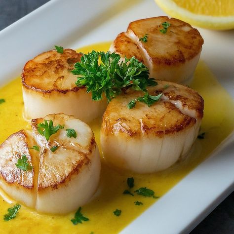 Sauce For Scallops, Seared Scallops Recipe, Recipe With Lemon, Scallops Recipe, Lemon Garlic Sauce, Seared Scallops, Scallop Recipes, Scallops Seared, Lemon Sauce