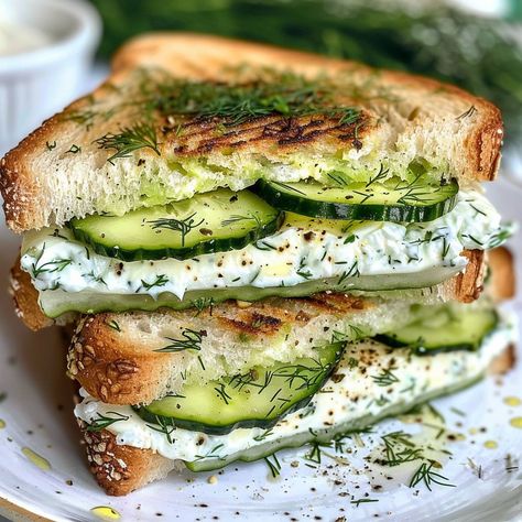 Dill Salt, Brie Sandwich, Sandwich Cream, Cream Cheese Sandwiches, Sourdough Bread Sandwiches, Cucumber Dill, Fresh Cucumber, Instagram Recipes, Twisted Recipes