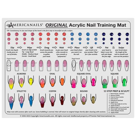 PRICES MAY VARY. Ideal Acrylic Application: Great learning tool for nail techs in training. Teaches multiple skills while learning to perfect product consistency. Our training mat provides easy to use icons that you can fill in with your polish to practice making amazing nail art designs. Multiple Nail Shapes: Create various sizes of beads, learn application by zones and work on different nail shapes. Easily test out color combos on your mat. Become an expert at acrylic application on any type o Nail Training, Acrylic Application, Mint Green Nails, Simple Spring Nails, Different Nail Shapes, Green Nail Designs, Smink Inspiration, Pink Nail Art, Blue Nail