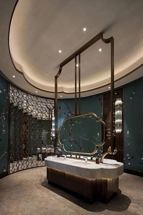 Washroom Layout, Public Washroom, Washroom Ideas, Indochine Interior, Bathroom Lighting Design, Fancy Bathroom, Bold Bathroom, Diy Bathroom Design, Restroom Design