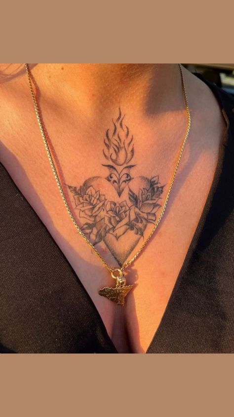 (from @raybies.ink & @calavera.studios on insta) Sacred Heart Tattoos, Dope Tattoos For Women, Cute Tattoos For Women, Heart Women, Dope Tattoos, Pretty Tattoos, Heart Tattoo, Sacred Heart, Future Tattoos