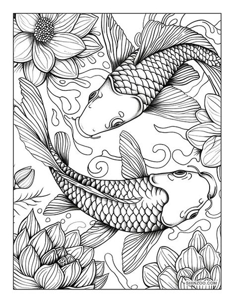 Dancing Koi Fish Coloring Page Koi Coloring Pages, Koi Fish Coloring Pages, Dance Coloring Pages, Fish Coloring, Coy Fish, Koi Fish Drawing, Fish Coloring Page, Japanese Fish, Horse Coloring Pages