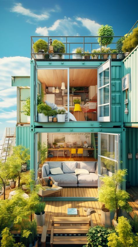 Shipping Container Home Courtyard Container Home, Camper Carport, Container Park, Container Hotel, Tiny Container House, Container Ideas, Shipping Container Home, Rv Homes, Container Houses