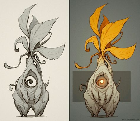 Forest Creature Concept Art, Plant Creature Design, Monster Reference Character Design, Seed Character Design, Small Creature Design, Plant Creature Concept Art, Forest Creatures Drawing, Creature Design Cute, Weird Creatures Art