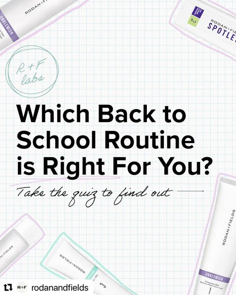 Q: What’s even better than a 10-step skincare routine?? A: Finding one Regimen that does it all – duh! 💋💅 This back to school season, take our skincare quiz to find out which routine is right for you and get 20% these skincare regimens. Offer ends 7/31/24. Let me help you get best price! #RodanandFields #BacktoSchool #Promo #Quiz #acne #stressedskin Back To School Skincare, Skincare Quiz, Skin Care Quiz, School Season, Rodan And Fields, Skin Care Regimen, Skincare Routine, Back To School, How To Find Out