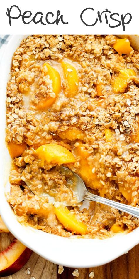 Peach crisp starts with a bottom layer of flaky, buttery pastry and sweet peach filling. It's then covered in a crumbly oatmeal streusel topping. Serve it with a scoop of vanilla ice cream and it's all a match made in dessert heaven! Oatmeal Streusel Topping, Easy Cherry Cobbler, Bbq Dessert, Life In The Lofthouse, Peach Filling, Peach Oatmeal, Peach Crisp Recipe, Cobbler Easy, Peach Pie Filling