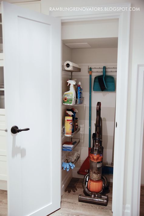 Broom Closet Organizer, Small Coat Closet, Closet Under Stairs, Cleaning Closet Organization, Closet Small Bedroom, Coat Closet Organization, Bathroom Closet Organization, Utility Closet, Hallway Closet