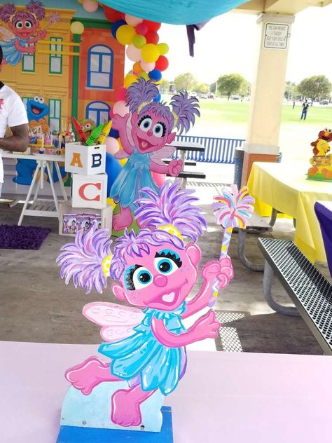 Dream's 1st Sesame Street Party  | CatchMyParty.com Abby From Sesame Street Party, Abby Caddaby Birthday Ideas, Abby Cadabby Birthday Party Ideas, Abby Cadabby Party, Bday Plans, Sesame Street Birthday Party Ideas, Magical Wand, Angel Theme, Hot Wheels Birthday