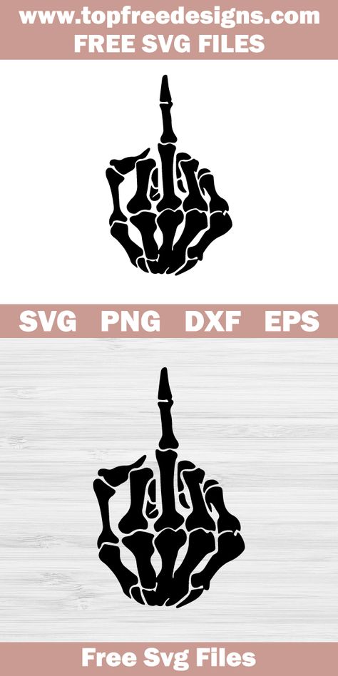 Use this Free Skeleton Middle Finger SVG for all your DIY craft projects with Cricut & Silhouette Cameo, scrapbooking, card making, car decals, stickers, vinyl, decals, t-shirts Skull Svg Free, Middle Finger Picture, Silhouette Cameo Freebies, Skeleton Middle Finger, Heat Transfer Vinyl Projects, Skeleton Sticker, The Skeleton, Paper Basket, Cricut Free