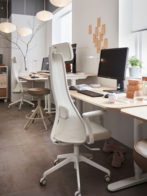 When you are sitting, you can tailor a fully adjustable office chair like this one to fit your height and shape for the support you need. Ikea For Business, Ikea Office Chair, Gunnared Beige, Laser Clinic, Pine Cabinets, White Office Chair, Adjustable Office Chair, Small Space Office, Third Place