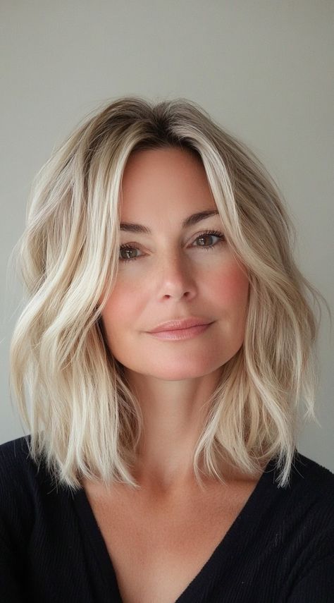 29 Modern Blonde Bob Hairstyles: Trendy Ideas to Refresh Your Vibe Shoulder Length Blonde Hair Styles, Long Bob Blonde Hairstyles, Platinum Lob Haircut, Bluntcut Bob Blond, Blonde Haircuts Medium, Blonde Bob Long, Creamy Blonde Bob, Shoulder Length Dirty Blonde Hair, Trendy Blonde Hair Short