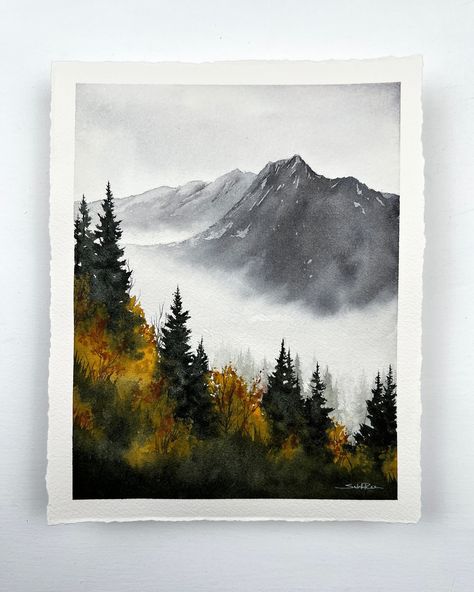 Sable (@artbysablerae) • Instagram photos and videos Rainy Day Nature, Cozy Rainy Day, Watercolour Landscapes, Foggy Mountains, Watercolor Forest, Foggy Forest, Misty Forest, Oregon Washington, Easy Watercolor