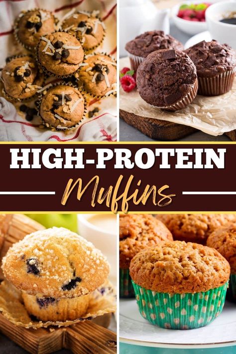 These healthy high-protein muffins are the perfect way to start the day! From sausage and egg to chocolate to quinoa, these muffins will keep you going all day long. Healthy Protein Muffins, Protein Powder Muffins, Protein Breakfast Muffins, High Protein Muffins, Protein Muffin Recipes, Protein Baking, Healthy Breakfast Muffins, Low Carb Low Fat Recipes, Protein Treats