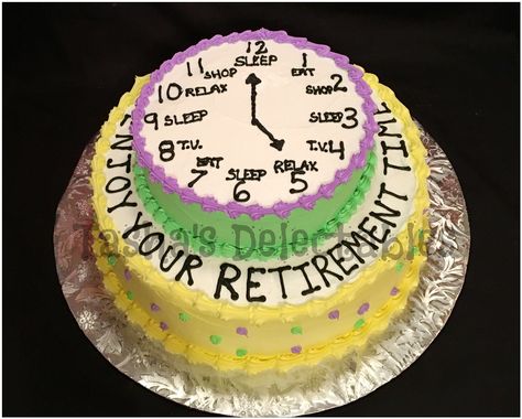 Retirement clock cake Retirement Clock, Clock Cake, Retirement Party, Retirement Parties, Party Ideas, Birthday Cake, Clock, Cake, Birthday