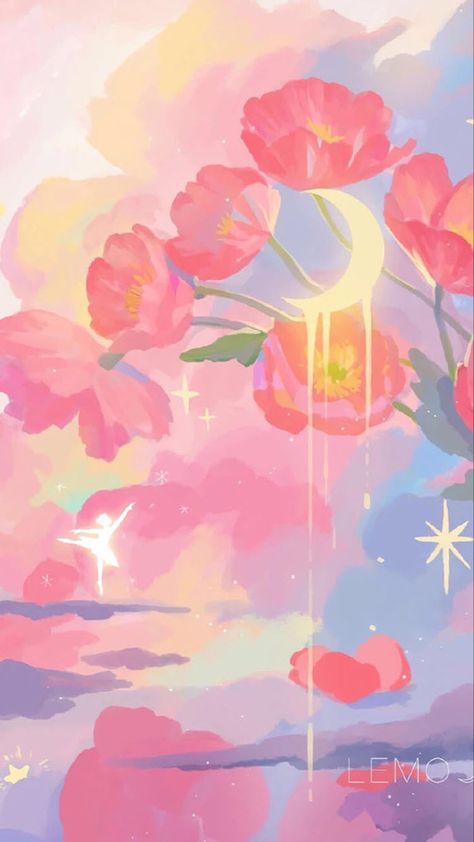 Whatsapp Wallpaper, Wallpaper Animes, Beautiful Flowers Wallpapers, Sunset Wallpaper, Year 2, Garden Layout, Dreamy Art, Flower Illustration, Whimsical Art