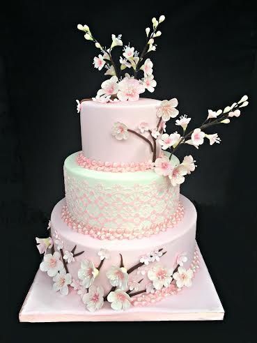 Cherry Blossom Cake Cherry Blossom Wedding Cake, Debut Cake, Cherry Blossom Wedding Theme, Cherry Blossom Party, Sakura Wedding, Quince Cakes, Quince Cake, Cherry Blossom Cake, Blossom Cake