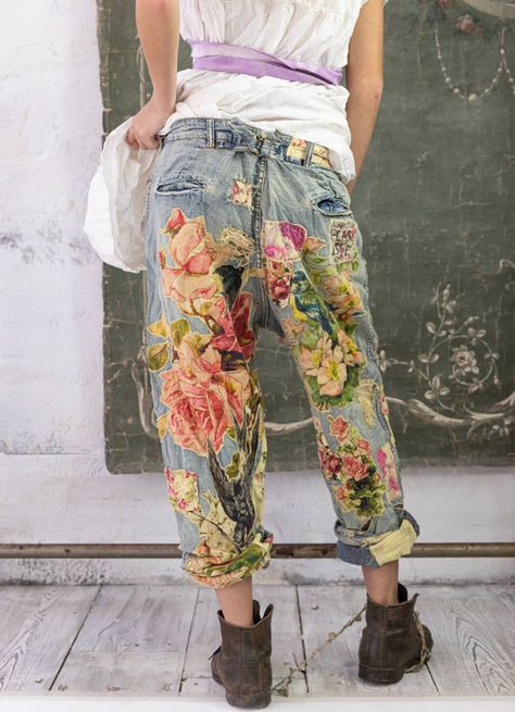 Artisan Clothing, Upcycling Design, Magnolia Pearl Clothing, Altered Couture, Magnolia Pearl, Upcycled Denim, Straight Leg Trousers, Chic Woman, Handmade Clothes